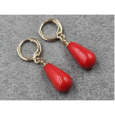 Сережки Xuping 8*17 мм висота 32 мм круглий замок колір золото 18к