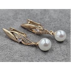 Сережки Xuping 8 мм висота 36 мм англійський замок колір золото 18к