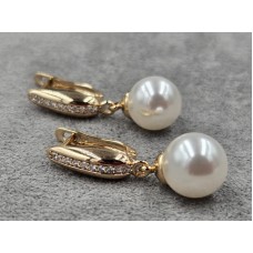 Сережки Xuping 10 мм висота 30 мм англійський замок колір золото 18к