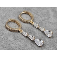 Серьги Xuping 5 мм высота 34 мм круглый замок цвет 18к