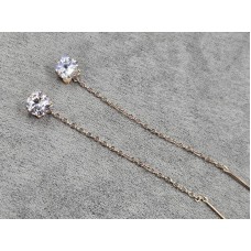 Серьги протяжки ТТМ Xuping 6 мм длина 60 см цвет розовое золото