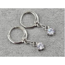 Серьги Xuping 5 мм высота 23 мм круглый замок родий