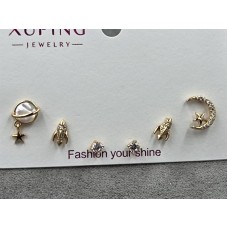 Гвоздики Xuping комплект 3 пари колір 18к