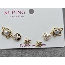 Гвоздики Xuping комплект 3 пари колір 18к