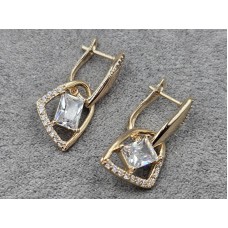 Серьги Xuping 12 мм высота 28 мм английский замок цвет 18к