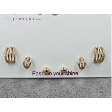 Гвоздики Xuping комплект 3 пари колір 18к