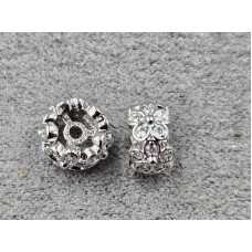 Рондель *цветок* 8*5 мм цвет сталь (гиппоаллергенный сплав)