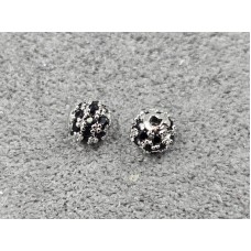 Бусина куля 4 мм колір сталь з чорними стразами (гіпоалергений сплав)