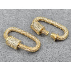 Замок карабін 16*30 мм товщ. 4 мм закрутка 7,5 мм колір лимонне золото (гіпоалергений сплав)