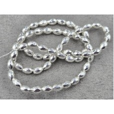 Гематит рис 4*6 мм колір срібло грань довжина 38-39 см