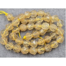 Кварц лимонный 8 мм многогранник длина 36 см