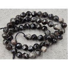Обсидіан 6 мм сірий багатогранник довжина 35-36 см