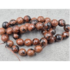 Обсидиан 8 мм коричневый грань длина 33 см