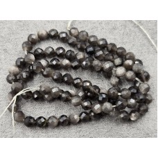 Обсидіан 4,1-4,3 мм грань сірий довжина 38 см