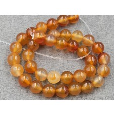 Агат 10-10,5 мм сердоліковий довжина 37-38 см