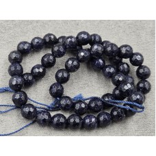 Авантюрин 7,5-8 мм синий грань длина 36-37 см (искусс.)