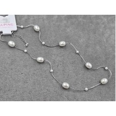 Колье Xuping бусина 8*10+4 мм толщ. 0,8 мм длина 45+5 см родий