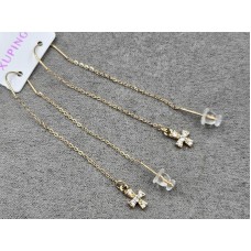 Серьги протяжки Xuping 6*10 мм длина 6 см цвет золото 18к