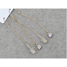 Серьги протяжки Xuping 4 мм длина 6 см цвет золото 18к