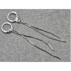 Серьги Xuping 3 мм высота 6 см круглый замок родий