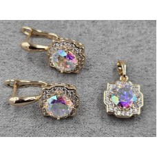 Комплект Xuping сережки 12*21 мм + кулон 12*20 мм колір золото 18к