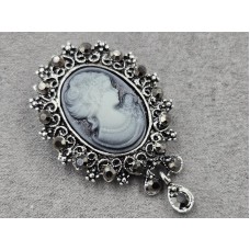 Брошь *камея* 33*50 мм цвет сталь