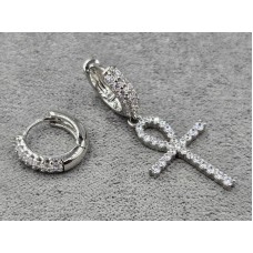 Серьги Xuping 3*12 мм и 3 мм высота 33 мм круглый замок родий