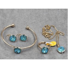 Комплект Xuping серьги 12*19 мм + кулон + браслет + кольцо безразмерное колір 18к