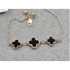 Браслет клевер 11+9 мм длина 21 см нержавеющая сталь цвет розовое золото