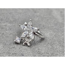 Сережка каффа Xuping 12*12 мм родій