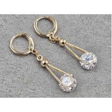 Серьги Xuping 8*21 мм высота 38 мм круглый замок цвет золото 18к