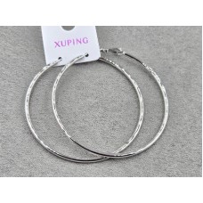 Серьги кольца Xuping 2 мм диаметр 55 мм родий