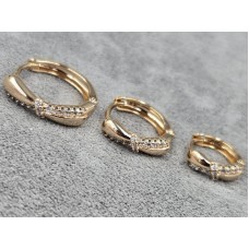 Серьги Xuping 3 штуки 3,5*15 мм + 3*13 мм + 3*11 мм цвет золото 18к