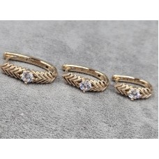 Серьги Xuping 3 штуки 5*20 мм + 5*19 мм + 5*15 мм цвет золото 18к