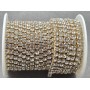 Стразовая цепь 4 мм SS18 прозрачный в золоте (KC Gold/White) 10 ярдов