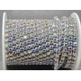Стразовая цепь 4 мм SS18 AB в серебристом металле (Silver/AB) 10 ярдов