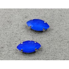 Страз в цапах 6*12 мм (стекло) синий опаловый