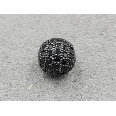 Бусина шар 10 мм черный с черными фианитами (гипоаллергенный сплав)