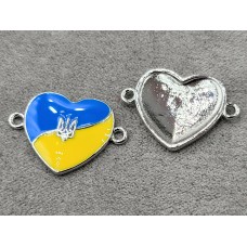 Коннектор *сердце Украины* 16*22 мм цвет серебро (гиппоаллергенный сплав)