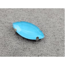 Страз в цапах 7*15 мм (стекло) голубой неоновый