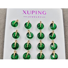 Гвоздики Xuping 7 мм с зеленим стразом колір 18к