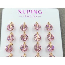 Гвоздики Xuping з рожевим стразом 7 мм колір 18к