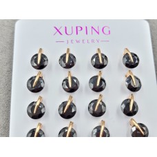 Гвоздики Xuping с черным стразом 7 мм цвет 18к