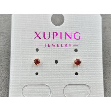 Гвоздики Xuping с красным стразом 3 мм цвет 18к