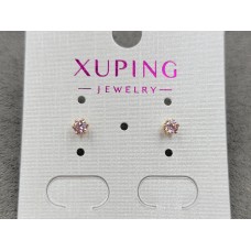 Гвоздики Xuping с розовым стразом 3 мм цвет 18к