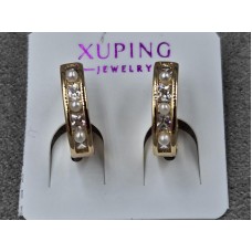 Сережки Xuping 3 мм висота 11 мм круглий замок колір 18к