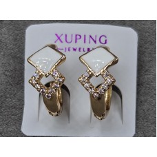 Сережки Xuping 8 мм висота 15 мм круглий замок колір 18к