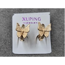 Сережки Xuping 8 мм висота 11 мм круглий замок колір 18к