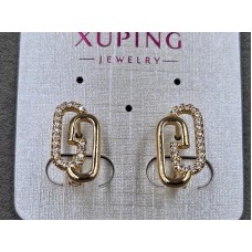 Сережки Xuping 10 мм висота 18 мм англійський замок колір 18к