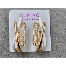 Сережки Xuping 8 мм висота 21 мм англійський замок колір 18к